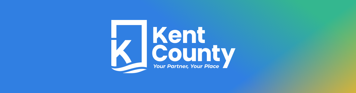 Kent County logo on blue and green background
